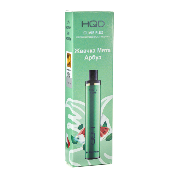 Одноразовая электронная сигарета HQD Cuvie Plus bubblewater (Жвачка мята арбуз) 1200 затяжек в Красноярске