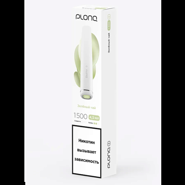 Электронка Plonq Plus 1500 Зеленый Чай 1500 затяжек в Красноярске